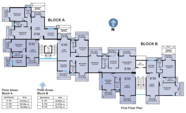 Block A and B - First Floor Plan