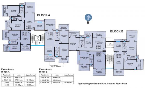 Block A and B - Typical Upper and Second Floor Plan